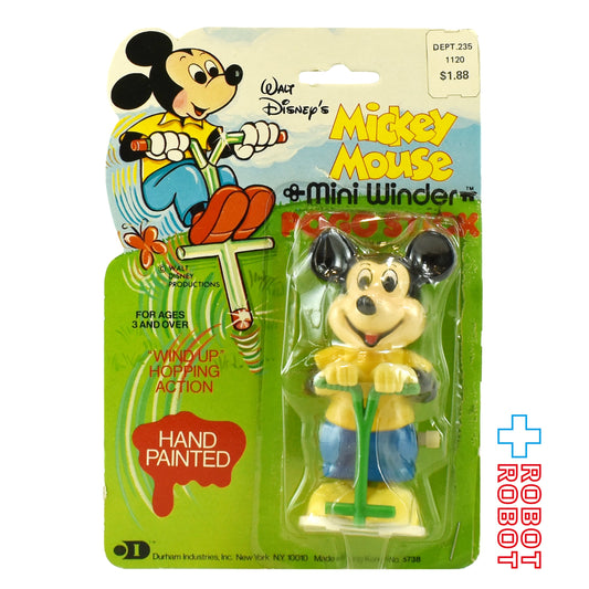 ダルハム社 ディズニー ミッキーマウス・ミニ・ワインダー ホッピング（ポゴスティック） フィギュア 台紙入 1977香港製