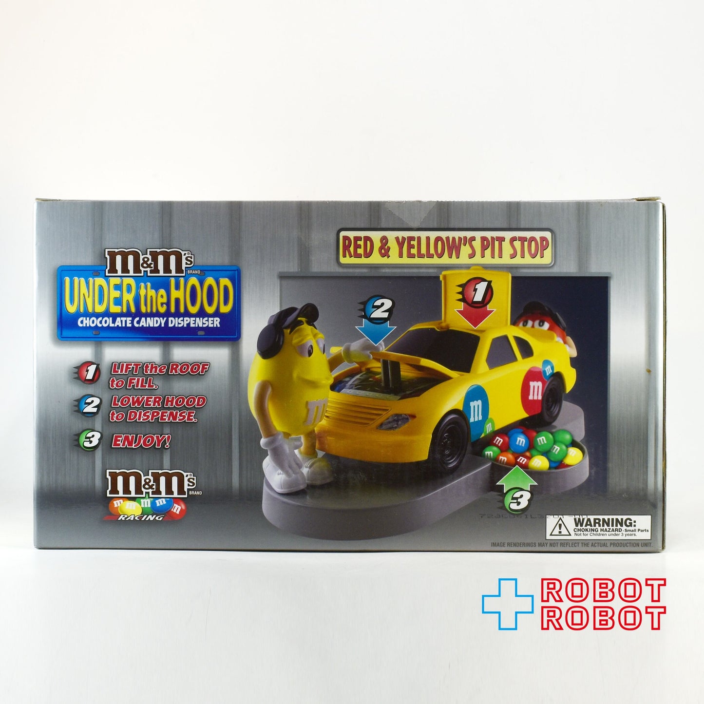 M&M's ディスペンサー アンダー・ザ・フード 黄色いレーシングカー エムアンドエムズ 箱付
