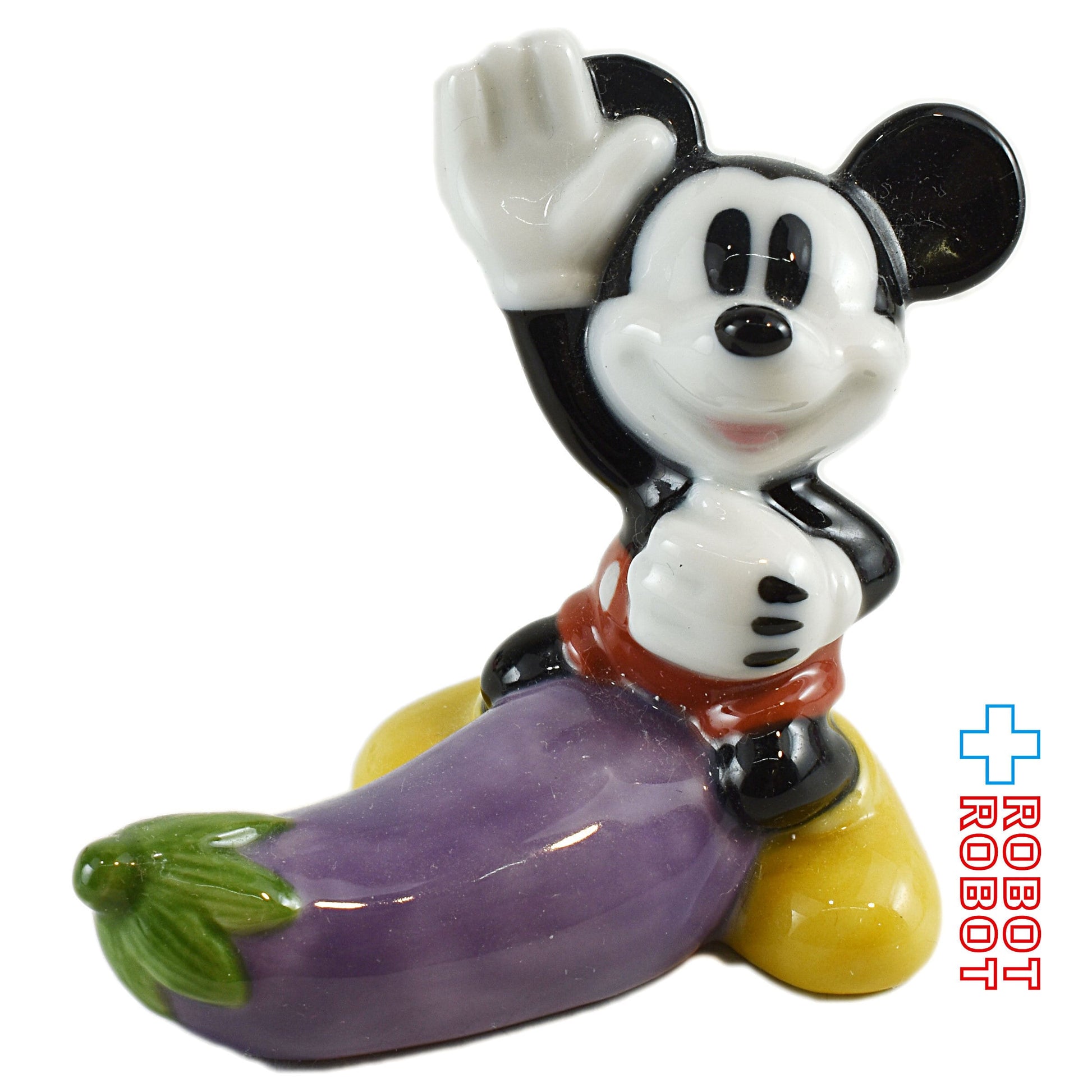 ディズニー ミッキーマウスと茄子 陶器 フィギュアリン 座りジャパン