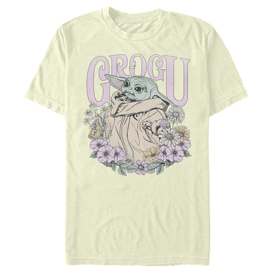 スター・ウォーズ Tシャツ Star Wars The Mandalorian Grogu Flower Child Beige