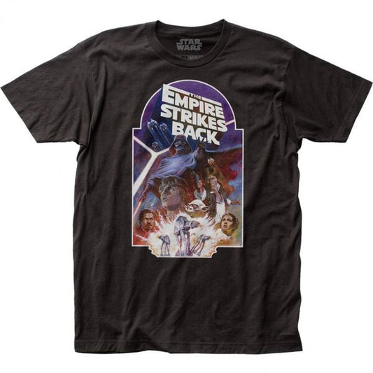 スター・ウォーズ Tシャツ  Star Wars The Empire Strikes Back Cartouche Poster Black T-Shirt - Large Fulfilled
