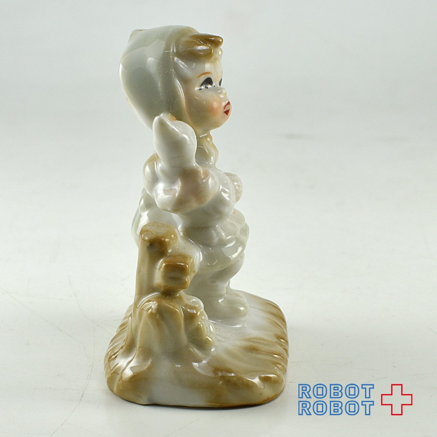 アヒル抱き少女 陶器フィギュアリン
