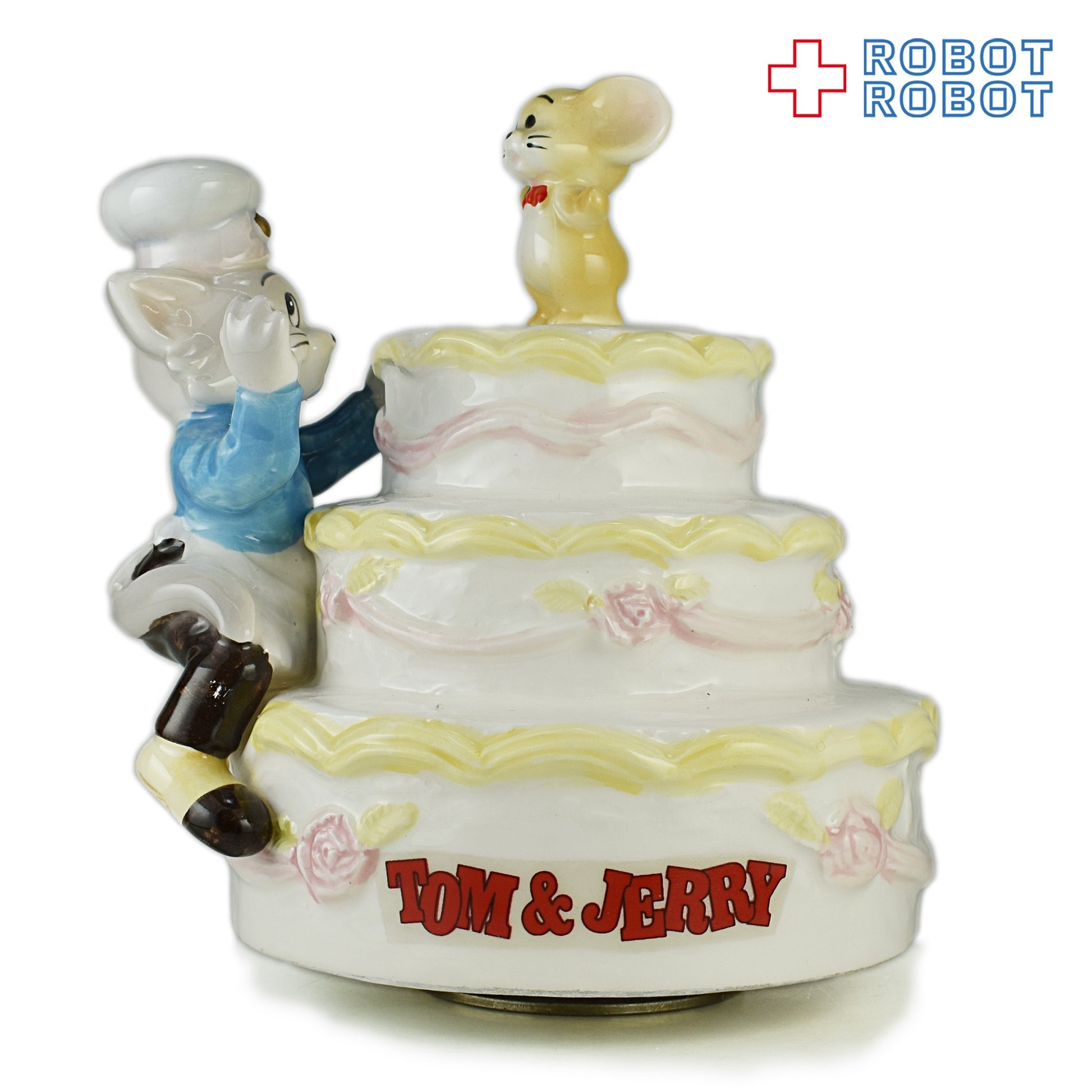 トムとジェリー ケーキ ハッピーバースデイ 陶器製オルゴール フィギュアリン