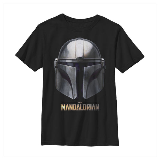 スター・ウォーズ Tシャツ  [[ ボーイズサイズ ]] Star Wars The Mandalorian Iconic Helmet Black