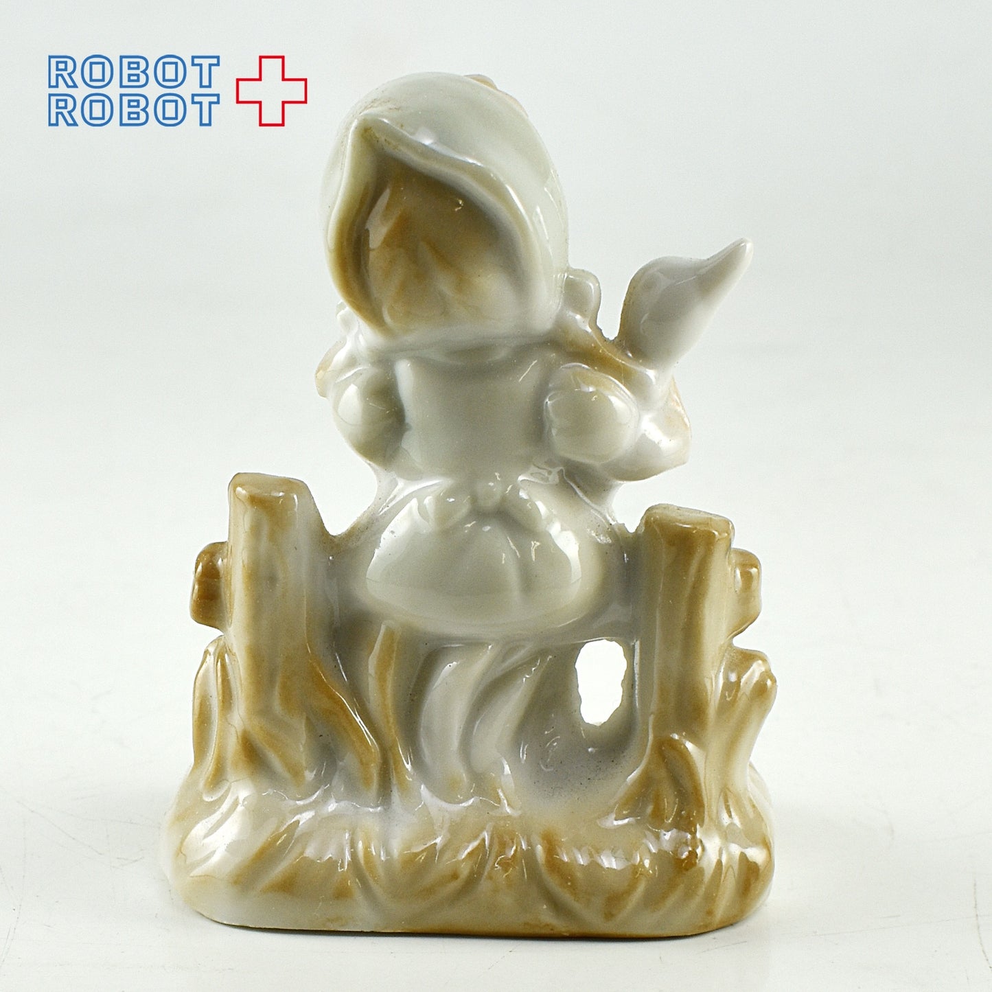 アヒル抱き少女 陶器フィギュアリン
