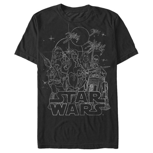 スター・ウォーズ Tシャツ Star Wars Character Outline Black