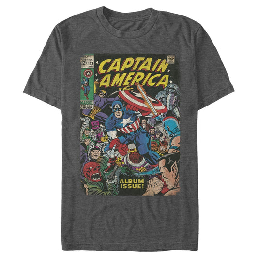 マーベル Tシャツ Marvel Captain America Comic Book Cover Print Charcoal Heather