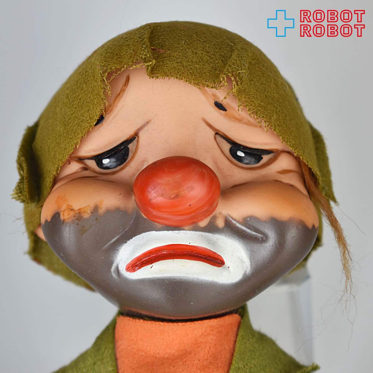 ピエロ 人形 ソフビ顔フェルト服 ギンガムチェックのパンツ