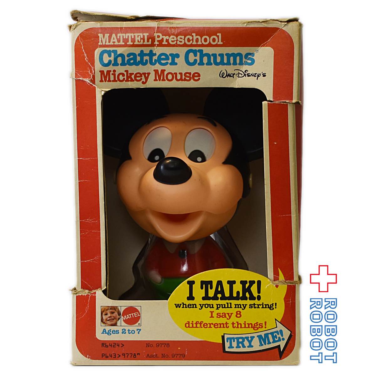 マテル ディズニー ミッキーマウス チャッターチャムス プルストリングトーキング トイ CHATTER CHUMS 箱付