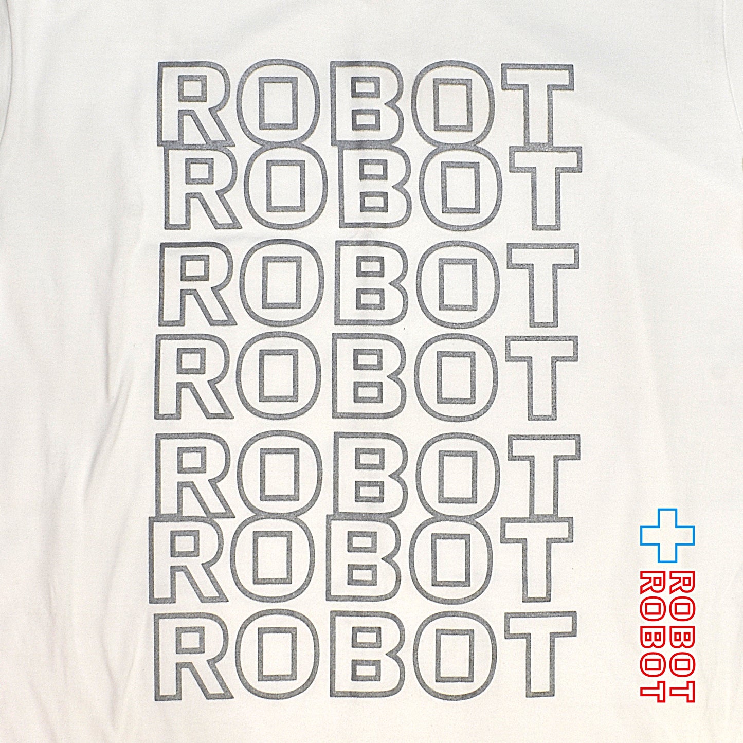 ロボットロボット オリジナルTシャツ ROBOTROBOTロゴ ７連 シルバープリント ホワイトボディ