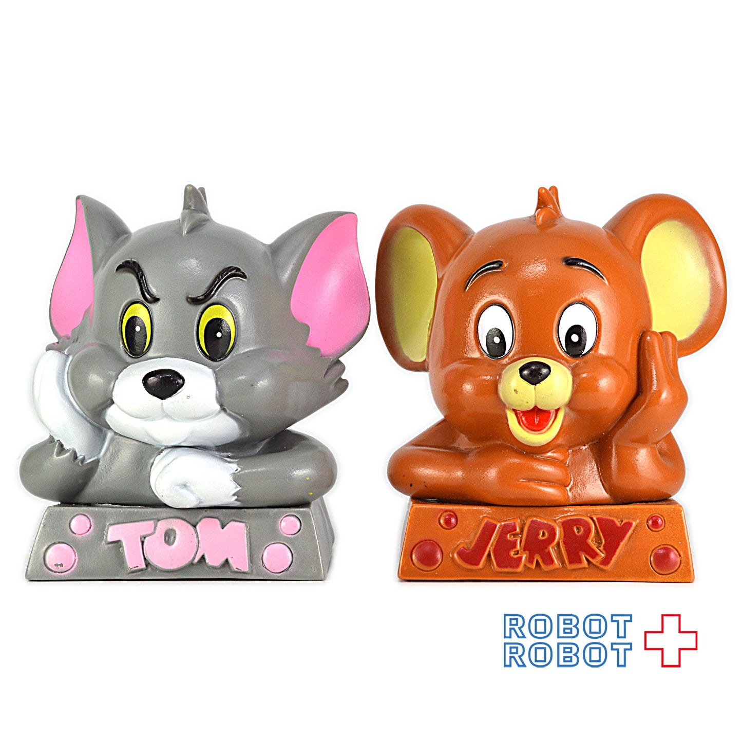 トムとジェリー 片手頬杖 ソフビ貯金箱 セット