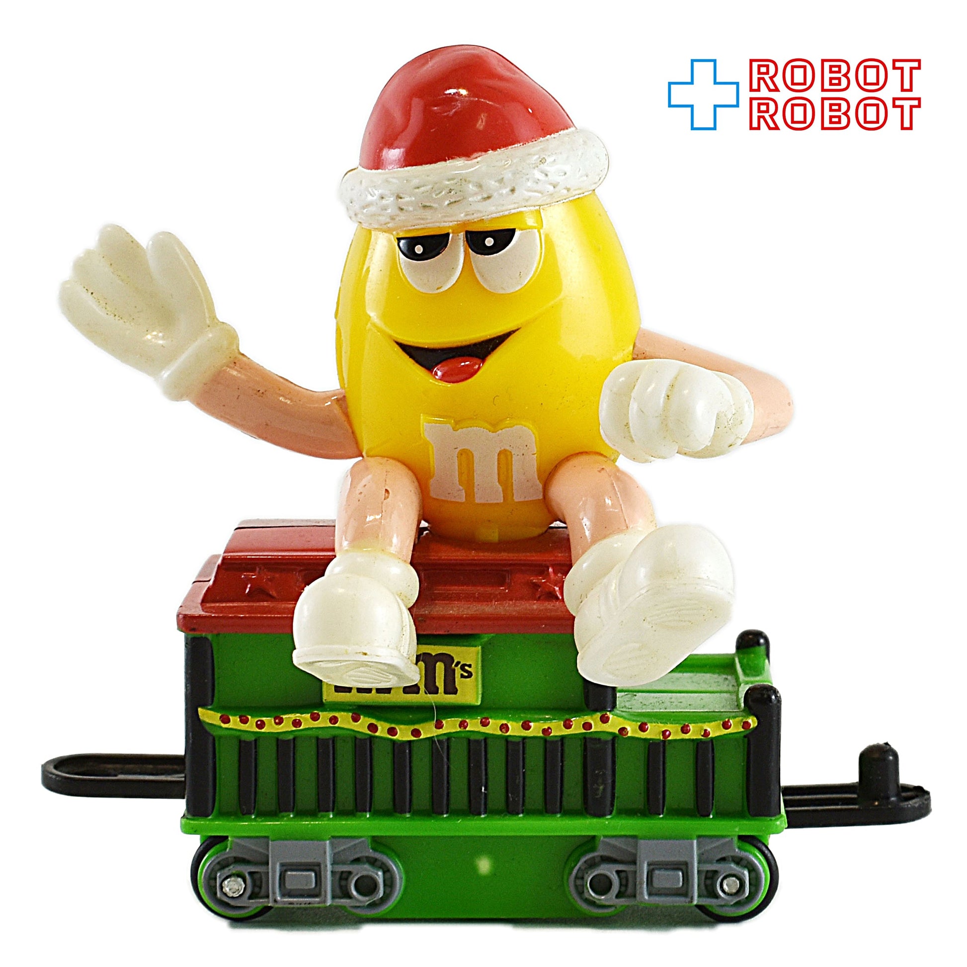 M&M's 2005 クリスマス・トレイン・トッパー サンタハット ピーナッツイエロー 車掌車グリーン