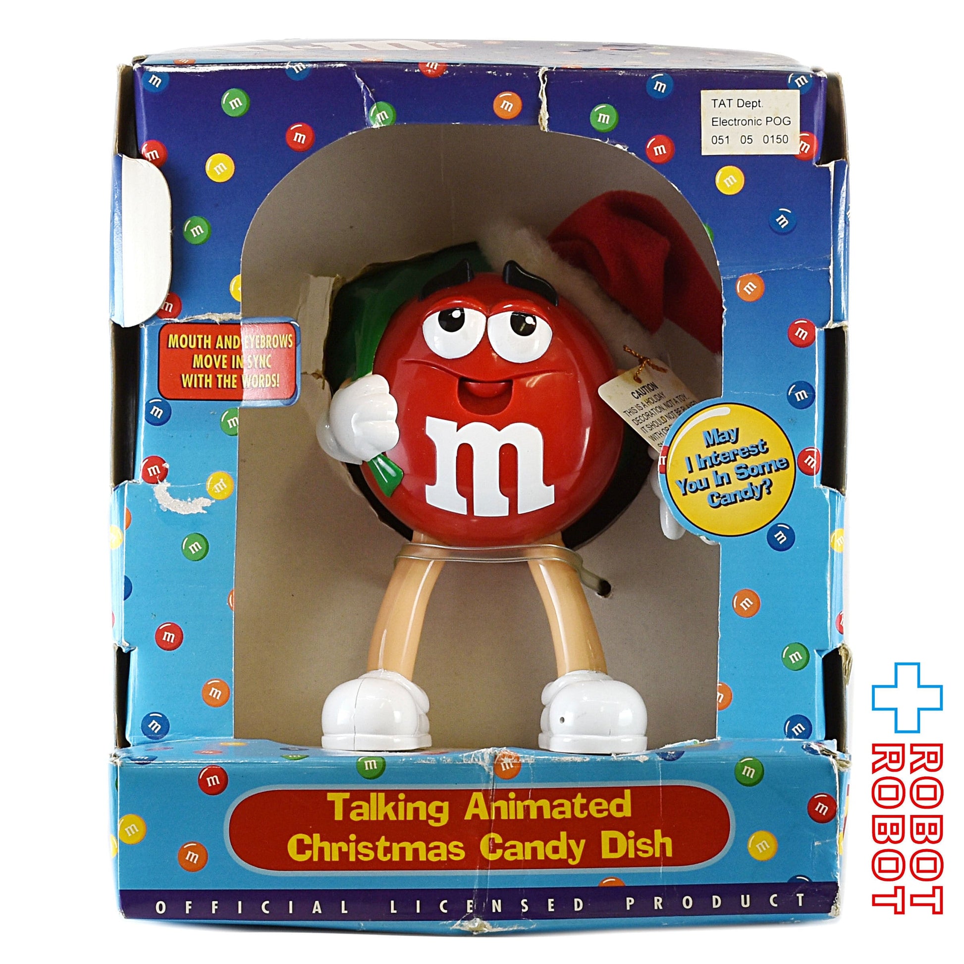 M&M's エムアンドエムズ レッド サンタ帽 トーキング アニメイテッド クリスマス キャンディー ディッシュ 白 箱入