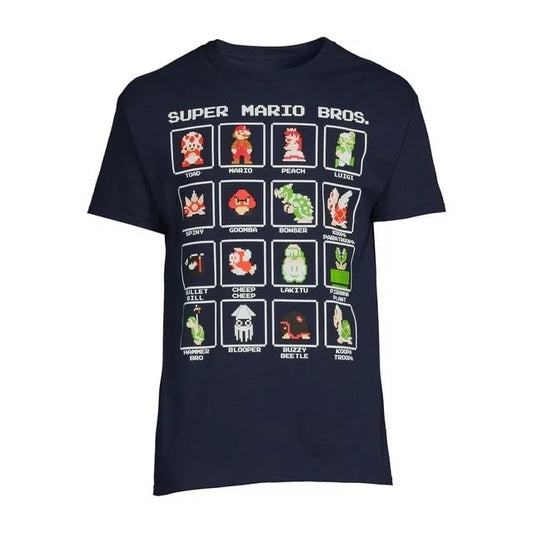 Tシャツ スーパーマリオブラザーズ スーパーマリオキャラクター グラフィック ネイビー
