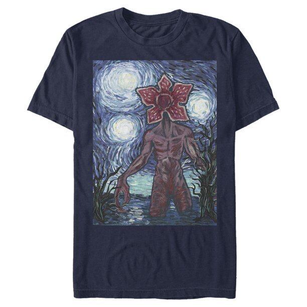 ストレンジャー・シングス Tシャツ Stranger Things Demogorgon Starry Night Style Poster Navy Blue