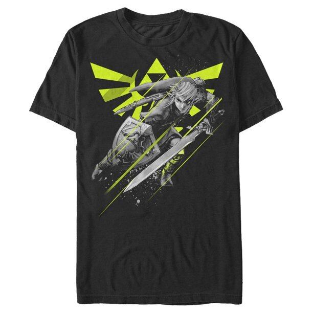 ニンテンドー Tシャツ Nintendo Zelda Link Logo Action Pose Black ゼルダリンクロゴ